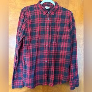 J. Crew Women’s Red and Charcoal Gray Flannel, Size L.